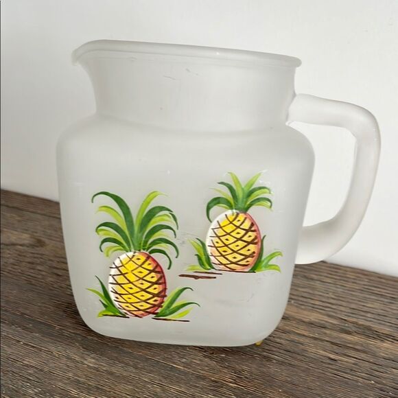 Frosted Glass Pitcher with Pineapple Design - Picture 1 of 6